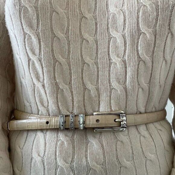 Vintage Womens Light Tan Leather Made in USA Skinny Western Waist Belt Sz XL - Picture 1 of 3
